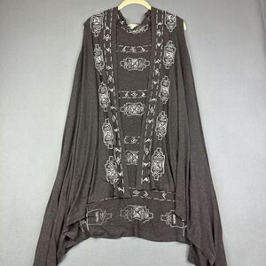 Caite Anthropologie Kiara Cardigan Vest Womens Med Aztec Embroidered Open Front